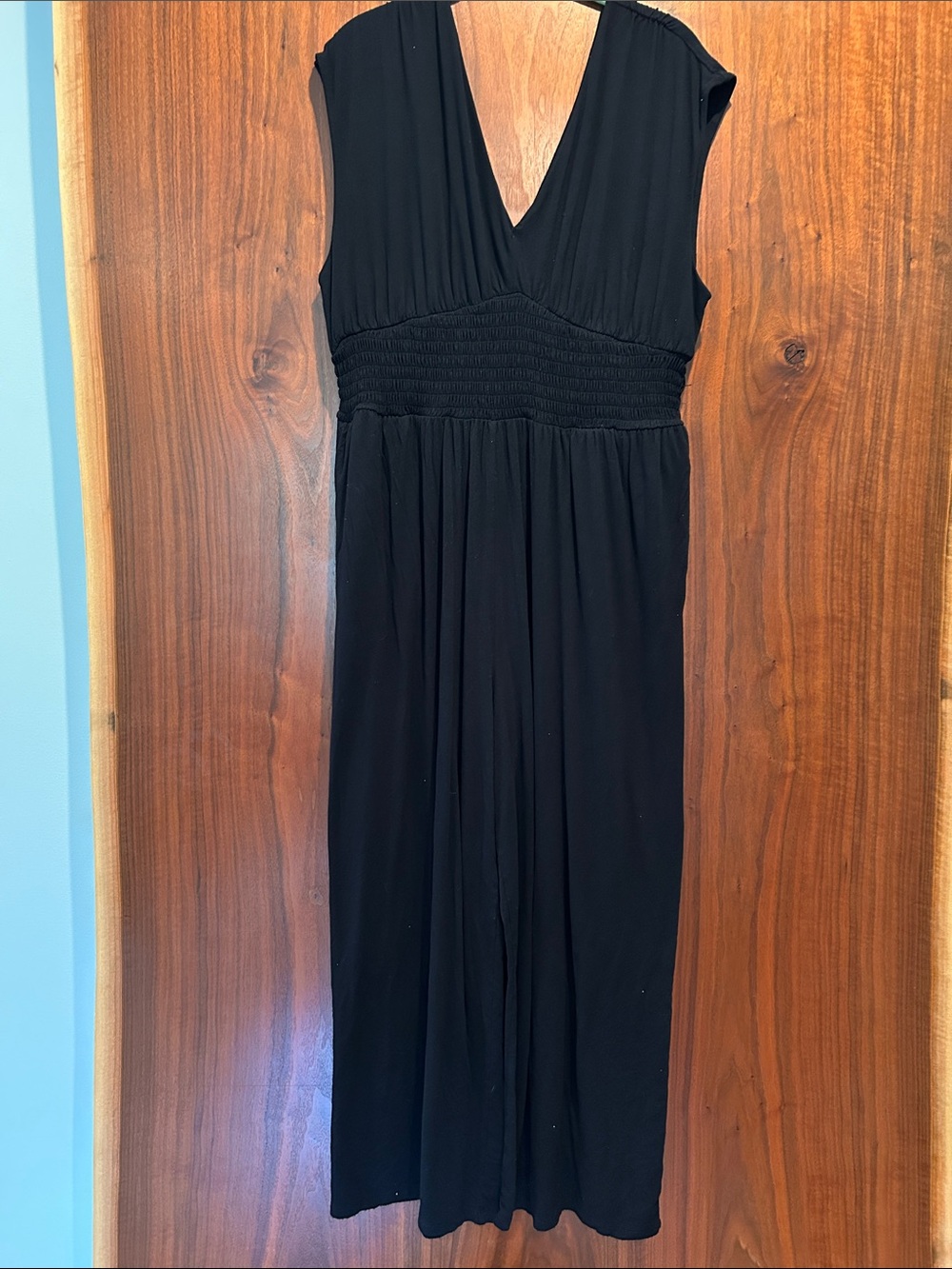 Old Navy Black V-Neck Romper with Smocked Waist
